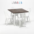 table + 4 chaises carrées en métal bois style industriel midtown Promotion