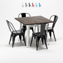 vierkante tafel en stoelen set van industrieel metaal en hout-stijl midtown Kosten