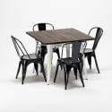 table + 4 chaises carrées en métal bois style industriel midtown 