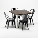 Set met vierkante tafel en 4 metalen stoelen in industriële stijl Midtown 