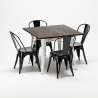 vierkante tafel en stoelen set van industrieel metaal en hout-stijl midtown 