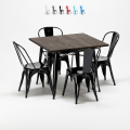 vierkante tafel en stoelen set van industrieel metaal en hout-stijl west village Aanbieding