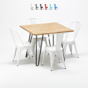 Set met vierkante tafel en 4 metalen stoelen in industriële stijl Tribeca Voorraad