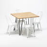 Set met vierkante tafel en 4 metalen stoelen in industriële stijl Tribeca Model
