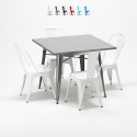 table carrée + 4 chaises en métal au style industriel flushing Choix
