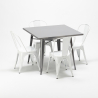 table carrée + 4 chaises en métal au style industriel flushing Caractéristiques