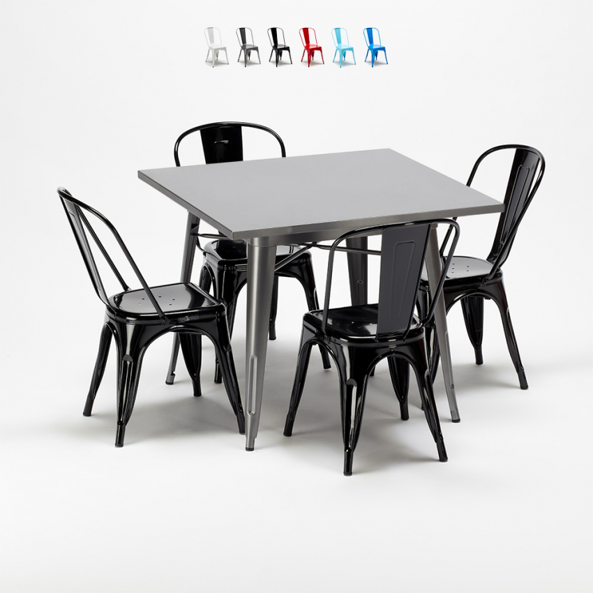 vierkante tafel en industriële metalen stoelen in-stijl flushing Kosten