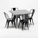 vierkante tafel en industriële metalen stoelen in-stijl flushing 
