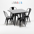 Set met vierkante tafel en 4 metalen stoelen in industriële stijl Soho Aanbieding