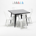 Set met vierkante tafel en 4 metalen stoelen in industriële stijl Soho Voorraad