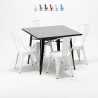 Set met vierkante tafel en 4 metalen stoelen in industriële stijl Soho Voorraad