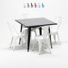 vierkante tafel en industriële metalen stoelen in Lix-stijl soho Voorraad