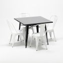 vierkante tafel en industriële metalen stoelen in Lix-stijl soho Model