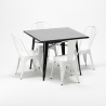 Set met vierkante tafel en 4 metalen stoelen in industriële stijl Soho Model