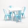 table carrée + 4 chaises en métal style Lix design industriel harlem Offre