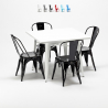 Set met vierkante tafel en 4 metalen stoelen in industriële stijl Harlem Kosten