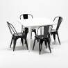 Set met vierkante tafel en 4 metalen stoelen in industriële stijl Harlem 