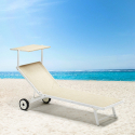 Bain de soleil lits de plage sur roues transats piscine aluminium jardin Alabama 2 pcs