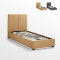 Eenpersoons bed van stof met lattenbodem 80x190 cm Montreux Twin Model