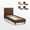 Lit 1 place en tissu avec tête de lit et sommier 80x190 Lausanne Twin 