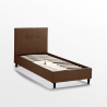 Lit 1 place en tissu avec tête de lit et sommier 80x190 Lausanne Twin 