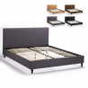 Lit double  160x190 en tissu avec sommier à lattes Lausanne King Vente