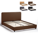 Lit double 160x190 en tissu avec sommier à lattes Zurich King 