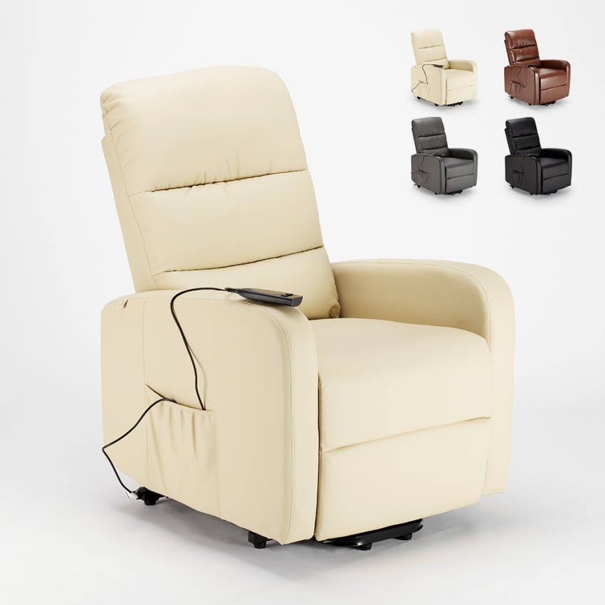 Fauteuil relax électrique inclinable avec releveur en similicuir Elizabeth Design 