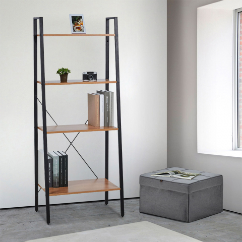 Bibliothèque 4 étagères en bois design minimaliste moderne Promotion