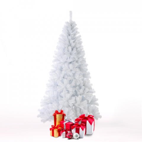 Sapin de Noël blanc 180 cm artificiel design classique traditionnel Gstaad Promotion