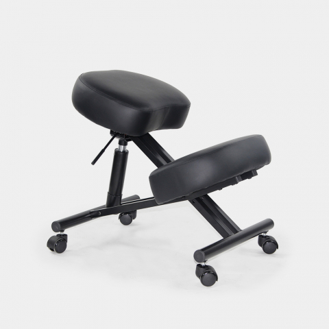 Chaise orthopédique et ergonomique suédoise en métal et simili cuir Balancesteel Lux