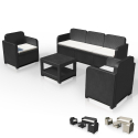 Salon de jardin Grand Soleil Positano en Poly-rotin Canapé table basse fauteuils 5 places pour extérieurs Vente