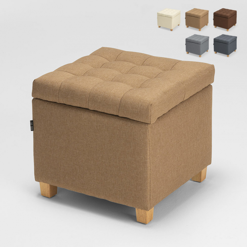 Pouf de rangement avec coussins recouvert de tissu matelassé Coffree Réductions Pouf de rangement avec coussins recouvert de tissu matelassé Coffree Réductions