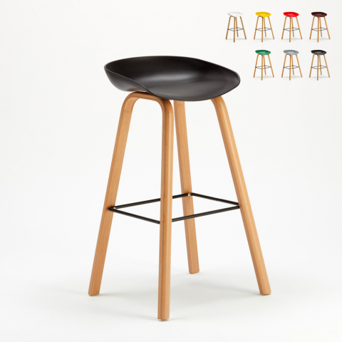 Tabouret chaise haut pour café et cuisine effet bois Towerwood