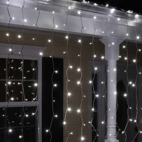 Rideaux lumineux extérieurs à LED lumières de noël à énergie solaires effet neige