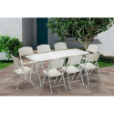 Table rectangulaire 200x90 + 8 chaises pliantes de camping et jardin Davos Vente