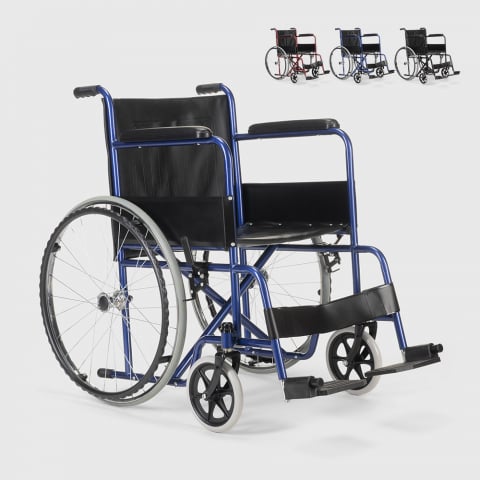 Fauteuil roulant orthopédique pliant en similicuir handicapés et personnes âgées Violet Promotion