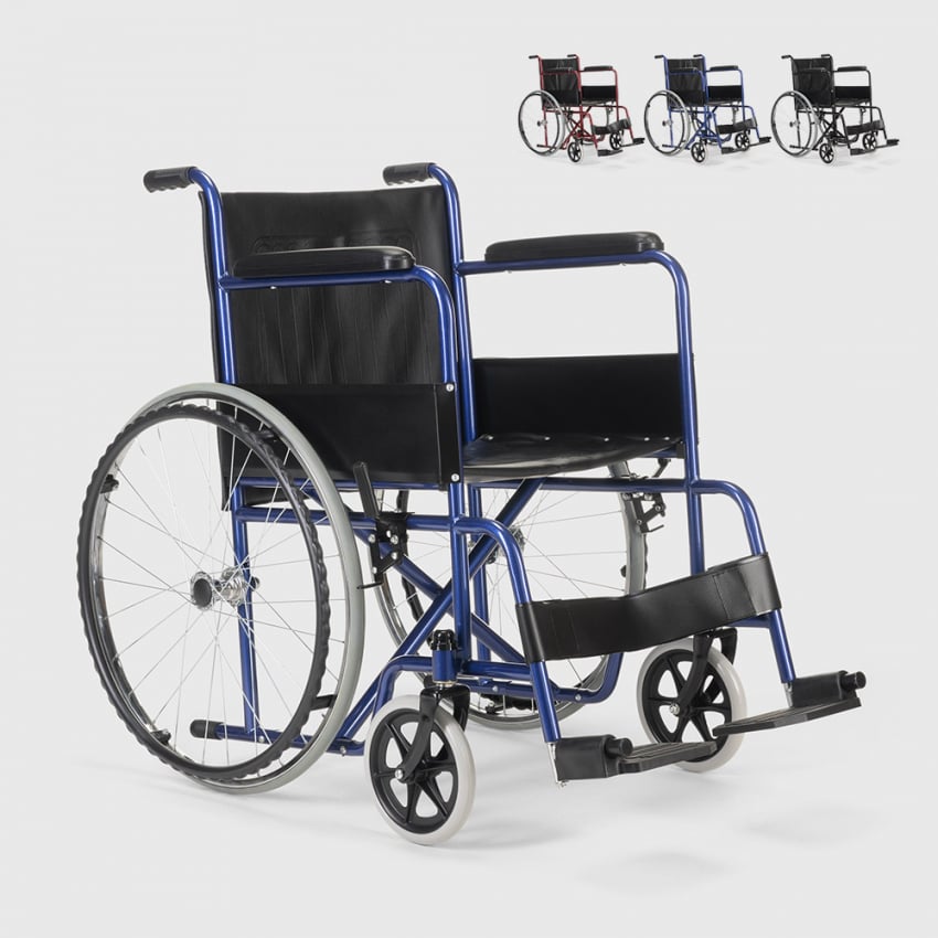 Fauteuil roulant orthopédique pliant en similicuir handicapés et personnes âgées Violet Promotion Fauteuil roulant orthopédique pliant en similicuir handicapés et personnes âgées Violet Promotion