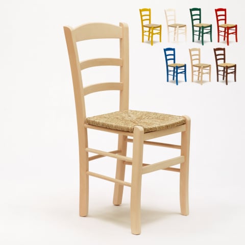 Stock 20 houten stoelen met gevulde zitting voor keuken en rustieke trattoria's Paesana