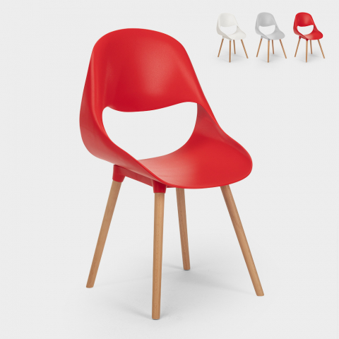 Chaises en polypropylène et en bois pour cuisine et bar au design moderne Shell