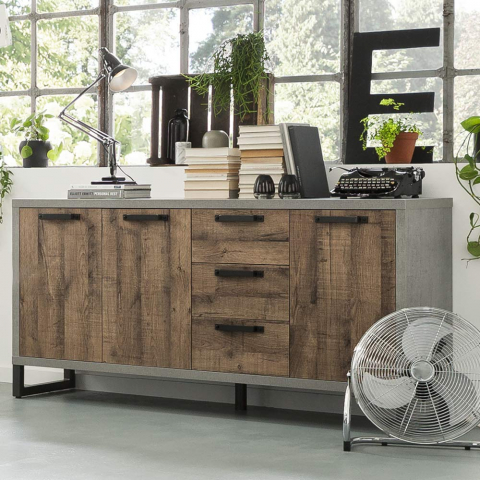 Buffet en bois design industriel moderne pour cuisine Houston