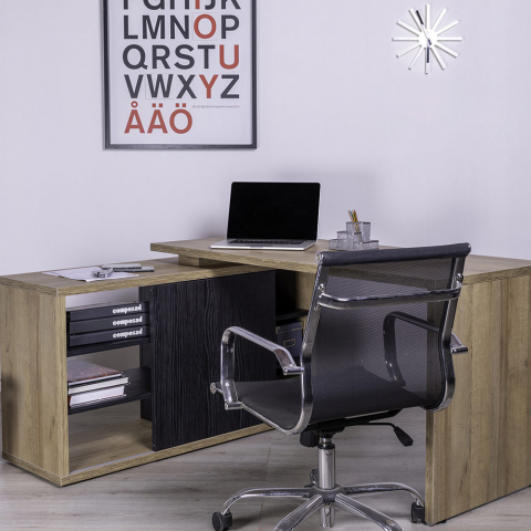 Bureau angulaire 150x120cm bureau d'étude en bois design modern Alameda