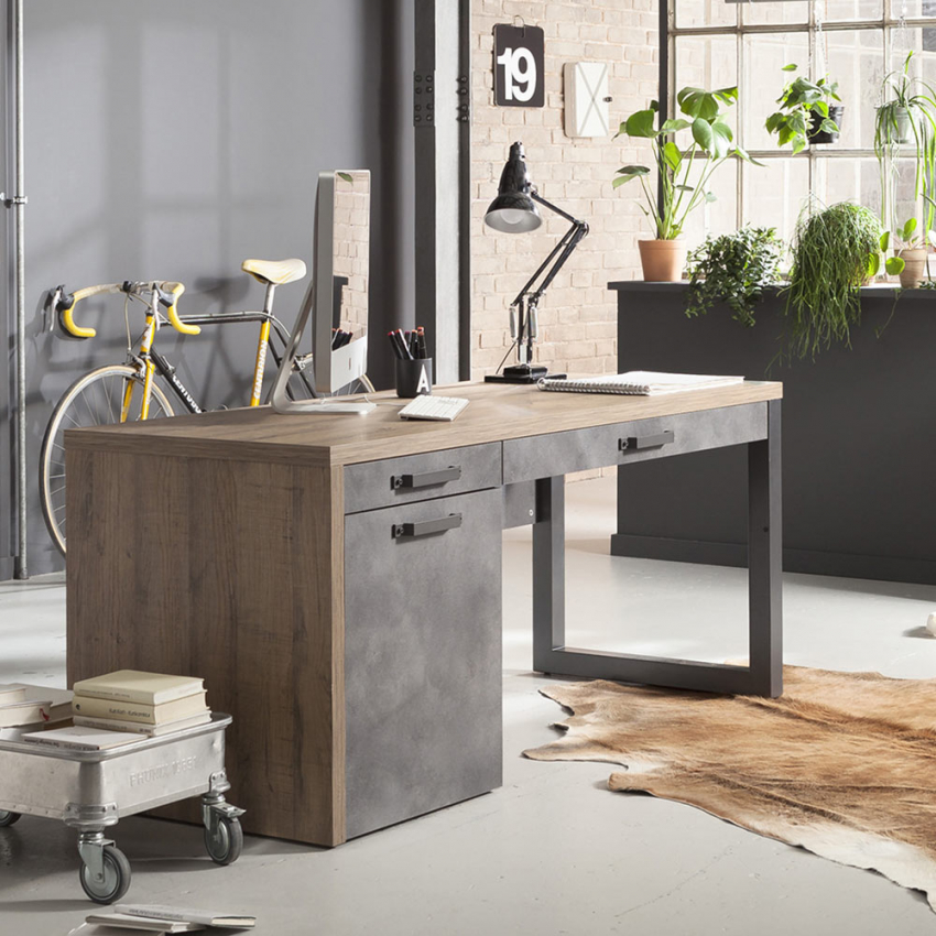 Houten design bureau voor kantoor en studeerkamer 170x69 cm met lades Logan Aanbieding Houten design bureau voor kantoor en studeerkamer 170x69 cm met lades Logan Aanbieding