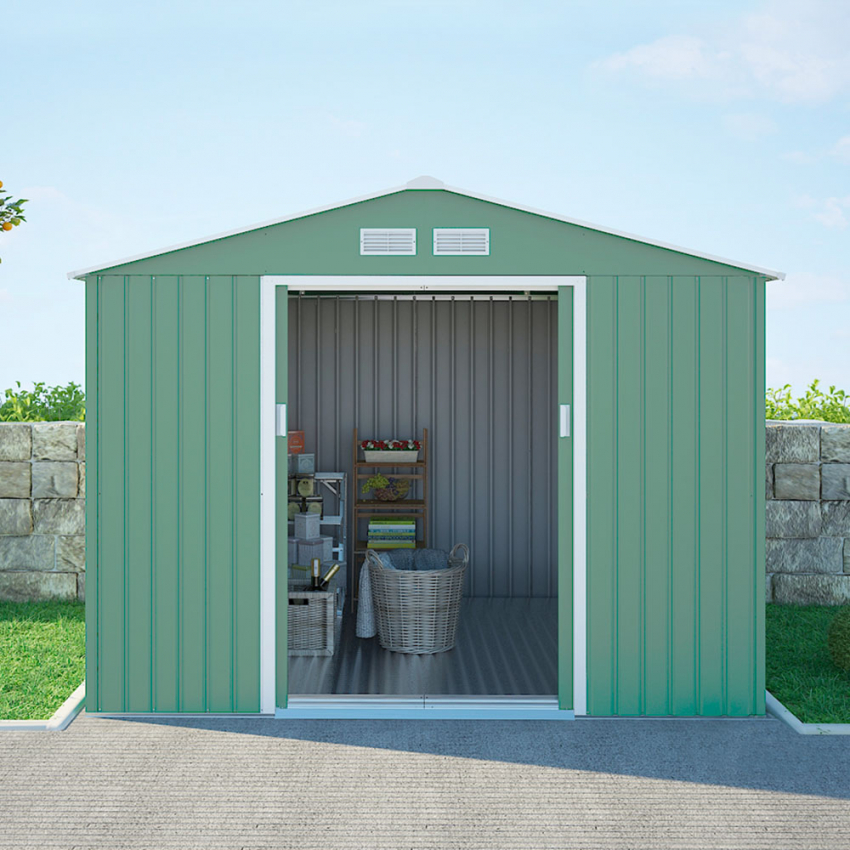 Tuinhuis schuur van gegalvaniseerd plaatstaal 277x191x202 cm Ortisei NATURE Aanbieding