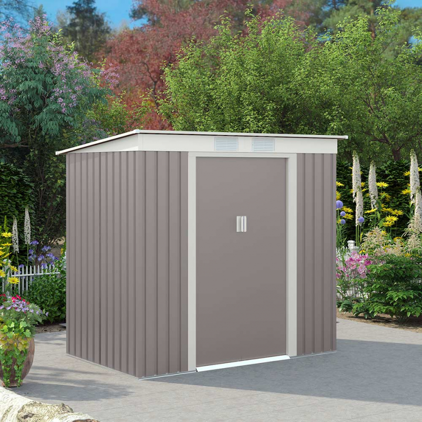 Tuinhuis schuur van gegalvaniseerd plaatstaal 201x121x176 cm Alps Aanbieding