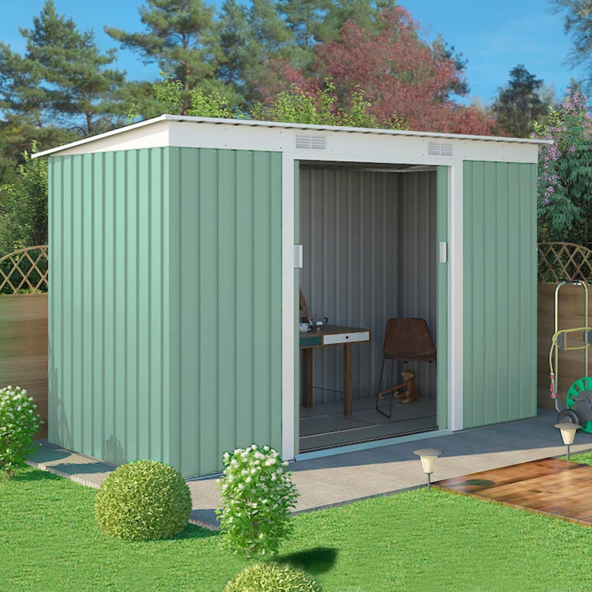 Tuinhuis schuur van gegalvaniseerd plaatstaal 261x181x176 cm Porto Cervo Nature Aanbieding Tuinhuis schuur van gegalvaniseerd plaatstaal 261x181x176 cm Porto Cervo Nature Aanbieding