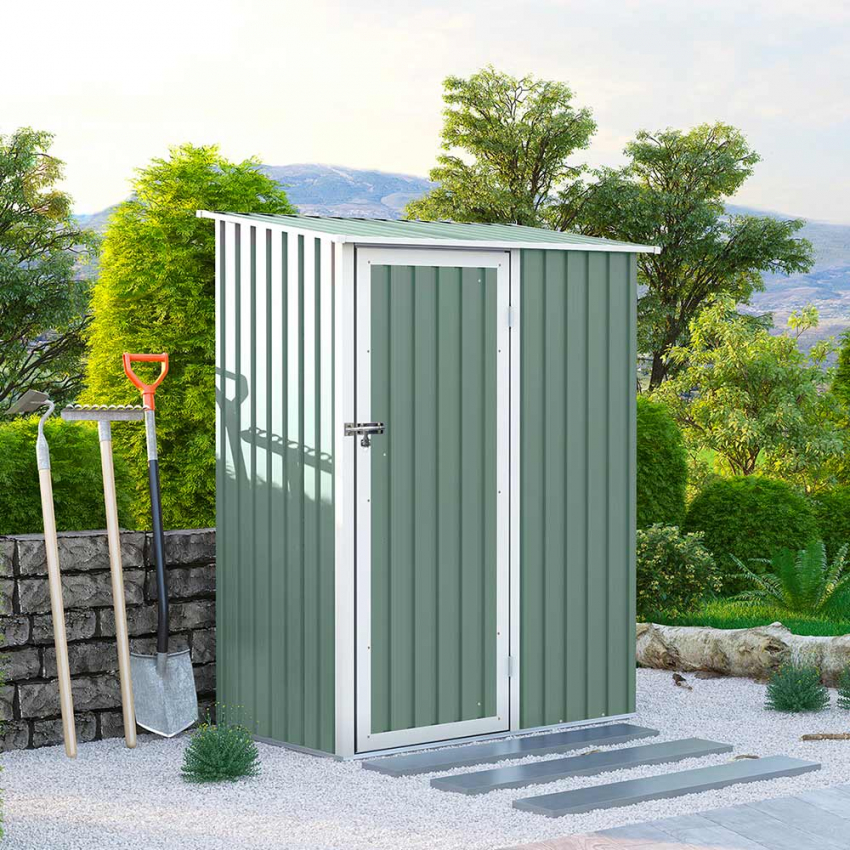 Abri de jardin en tôle galvanisée et métal vert Amalfi NATURE 143X89x186cm Promotion