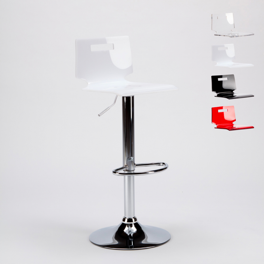 Tabouret haut bar et cuisine en acier chromé design industriel San José Design Réductions Tabouret haut bar et cuisine en acier chromé design industriel San José Design Réductions