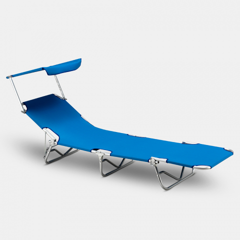 Lit de plage pliant bain de soleil transat piscine aluminium jardin pare-soleil Verona Lux