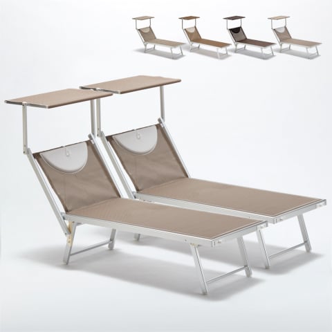 2 transats de plage bains de soleil en aluminium Santorini Limited Edition Promotion